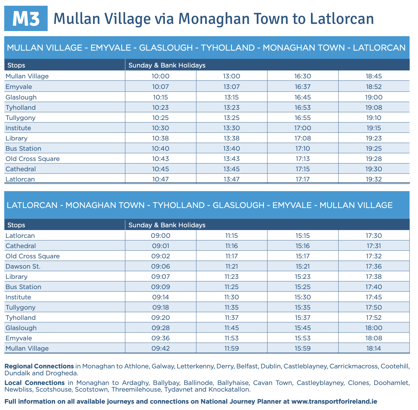 M3 Timetable Dec 22